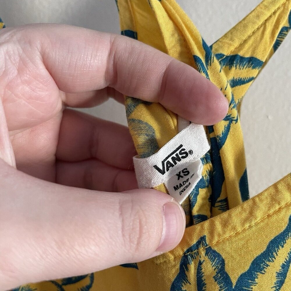 Vans Women Xs Yellow Tropical Floral Criss Cross Back Maria Flutter Tank Dress View 6